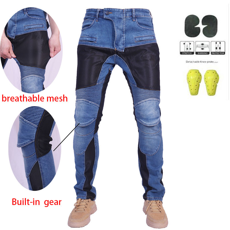 Cycling Gear Pants - Męskie letnie oddychające jeansy motocyklowe do