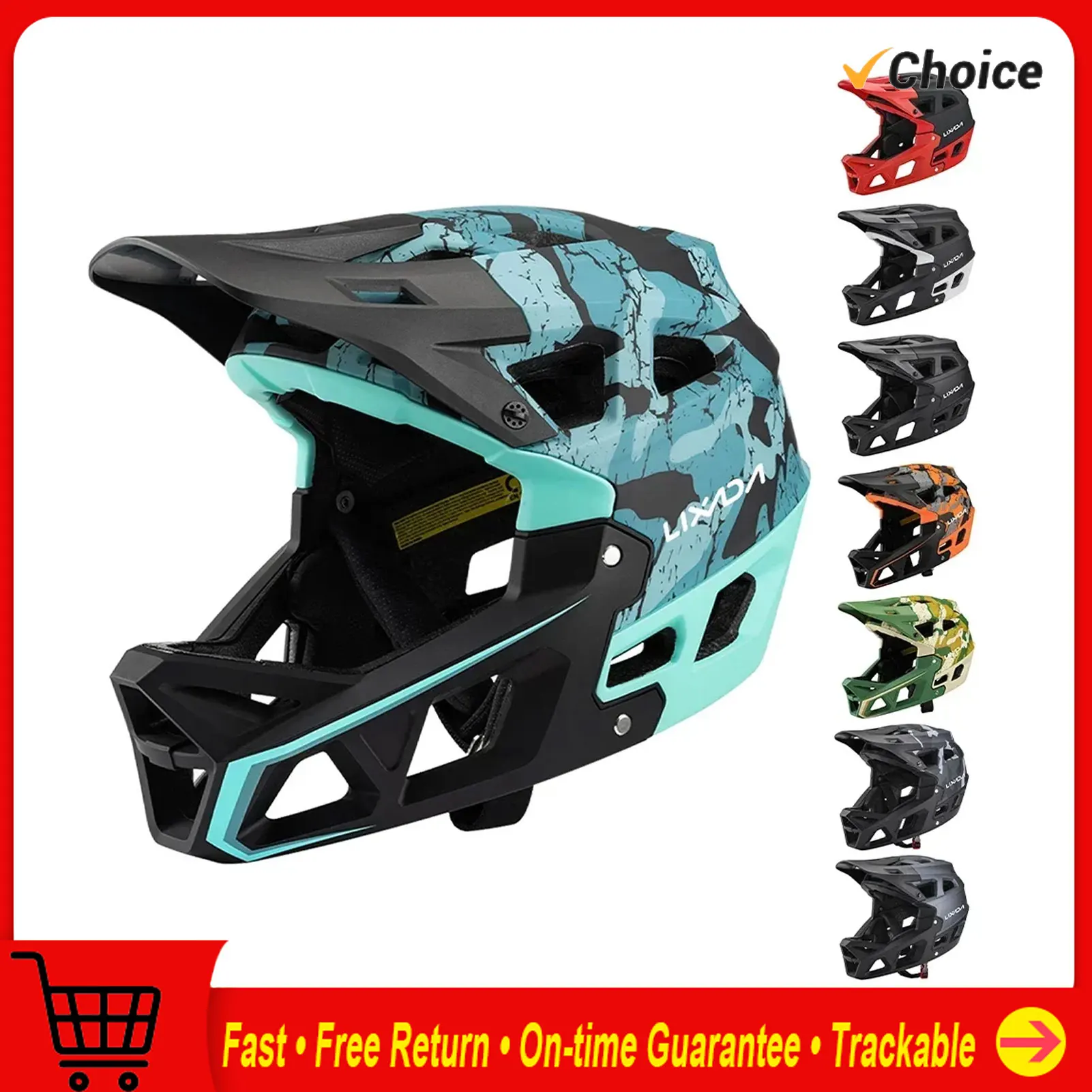 Cycling Gear Pas - Kask rowerowy górski, pełnotwarzowy, do downhillu,