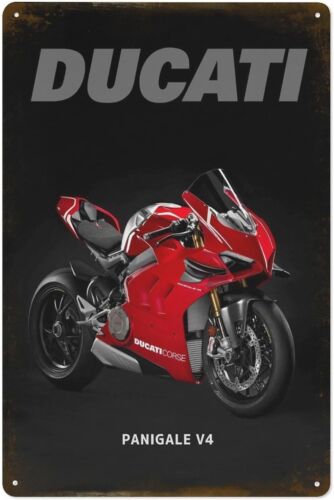 Vintage Cycling Gear - Panigale V4 Metalowy Znak Blaszany Plakat