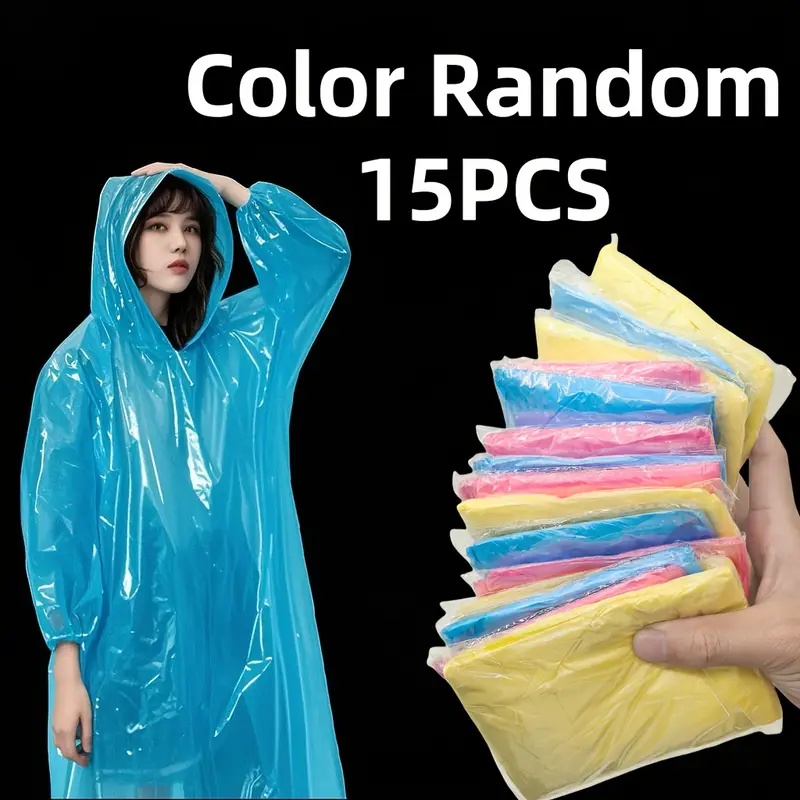 Cycling Gear Rain - 15/30 szt. Jednorazowe przezroczyste ponczo przeciwdeszczowe