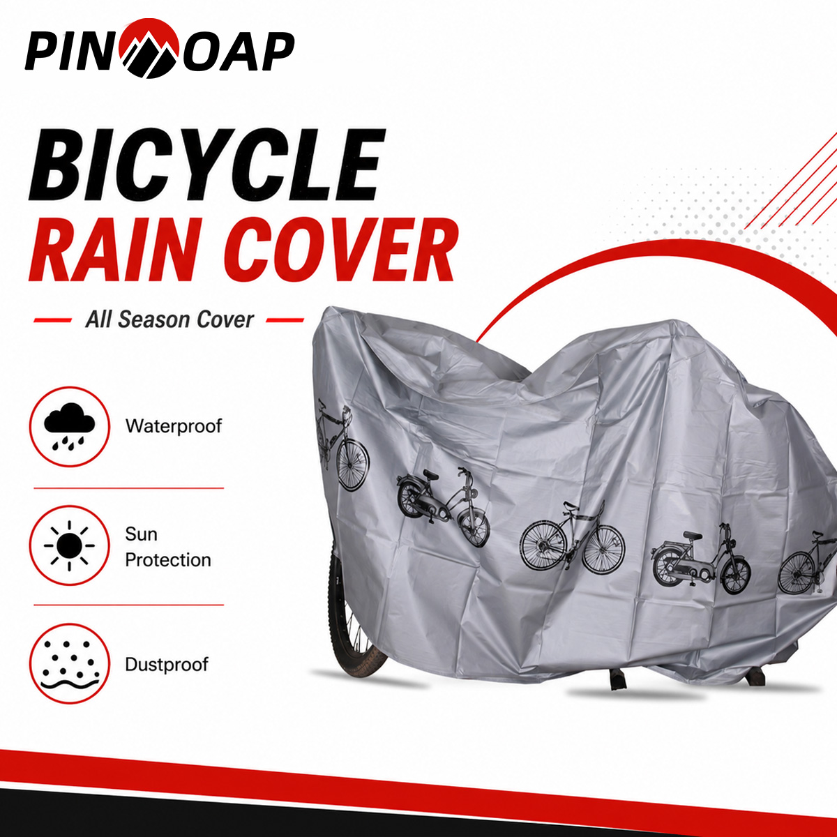 Cycling Gear Rain - Uniwersalny pokrowiec na rower PINMOAP, wodoodporny,