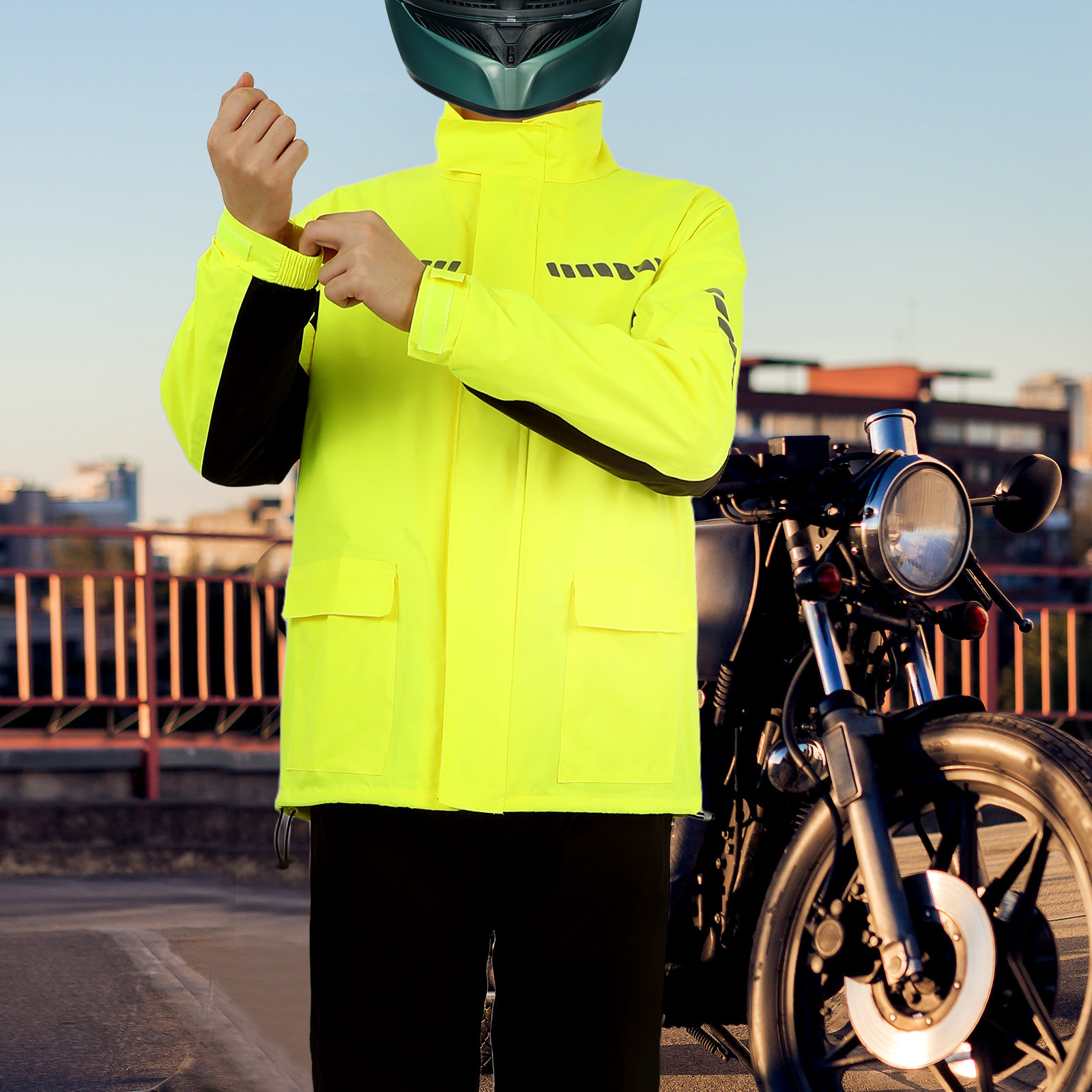 Cycling Gear Pants - Męski zestaw rowerowy na deszcz, wodoodporny,